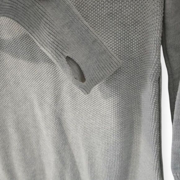 Sigrid Olsen Sweater Womens S Small High Cowl Neck Thumb Holes Gray Waffle Knit - Picture 5 of 5